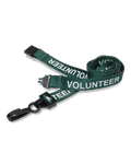 Printed 'Volunteer' 15mm Green Lanyard with Plastic J-Clip | Pack of 100 - Cards-X (UK)