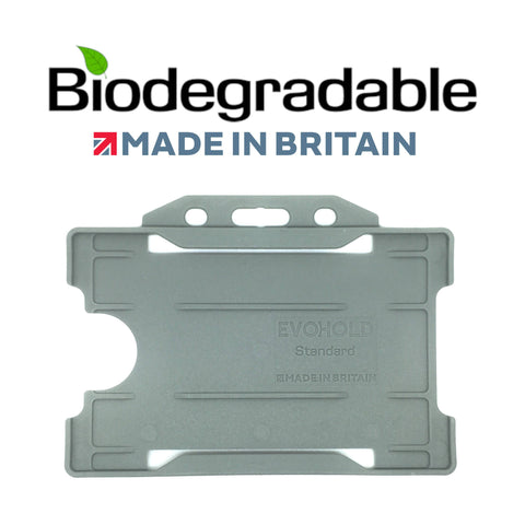 Evohold Biodegradable Single Sided Landscape ID Card Holders - Grey (Pack of 100) - Cards-X (UK)