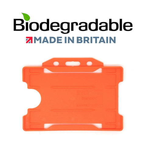 Evohold Biodegradable Single Sided Landscape ID Card Holders - Orange (Pack of 100) - Cards-X (UK)