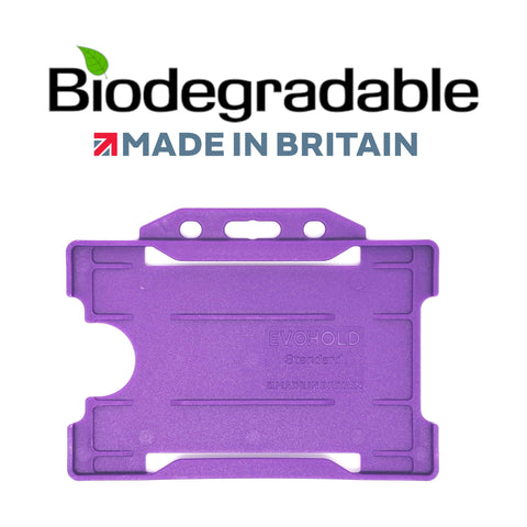 Evohold Biodegradable Single Sided Landscape ID Card Holders - Purple (Pack of 100) - Cards-X (UK)