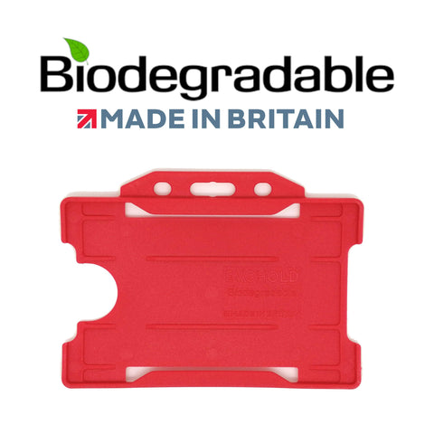 Evohold Biodegradable Single Sided Landscape ID Card Holders - Red (Pack of 100) - Cards-X (UK)