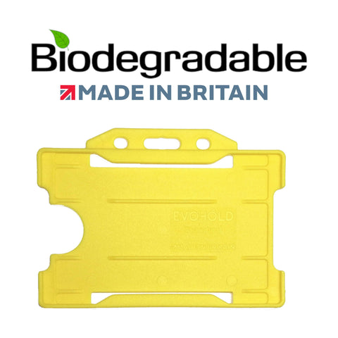 Evohold Biodegradable Single Sided Landscape ID Card Holders - Yellow (Pack of 100) - Cards-X (UK)